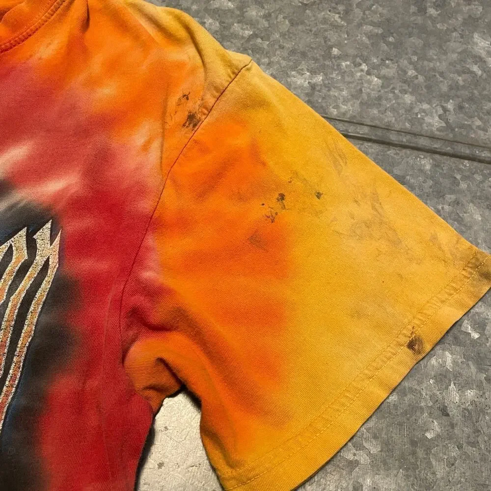 Vintage Harley Davidson Hog Skull Flame Carroll Iowa Shirt Mens Medium Tie Dye